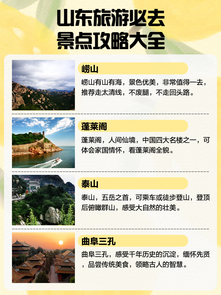 山東旅游景點(diǎn)一覽，美景盡收眼底，山東美景一覽，景點(diǎn)大全與盡收眼底之旅